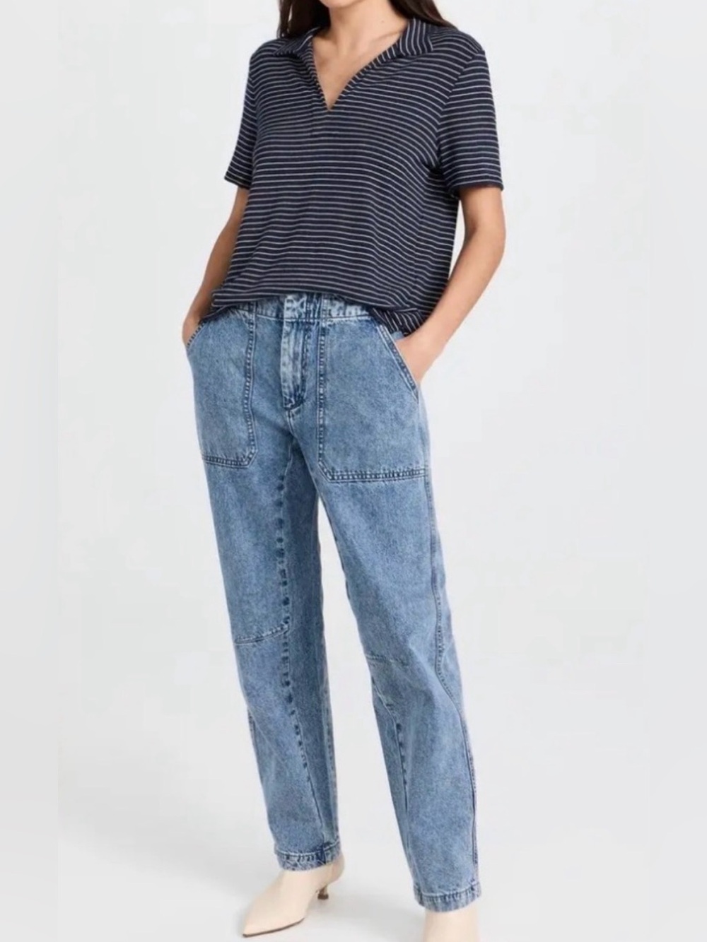 rag & bone Women’s Leyton Tapered Acid Wash Jeans Size 12 Cargo Utility Pockets